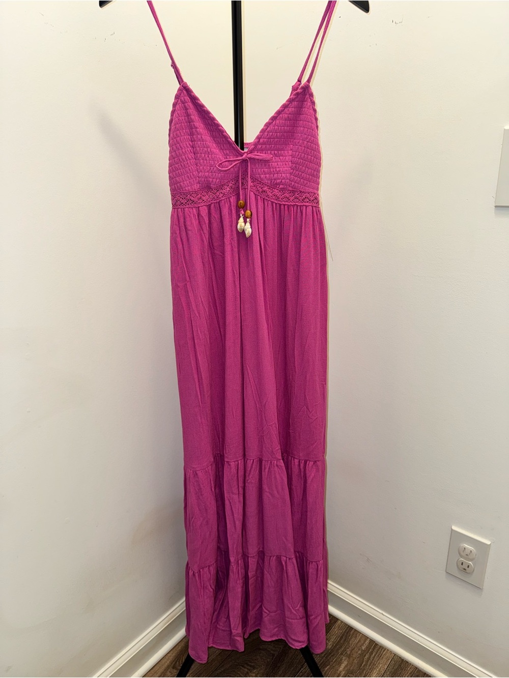 No Boundaries Fuchsia Tie-Front Maxi Dress